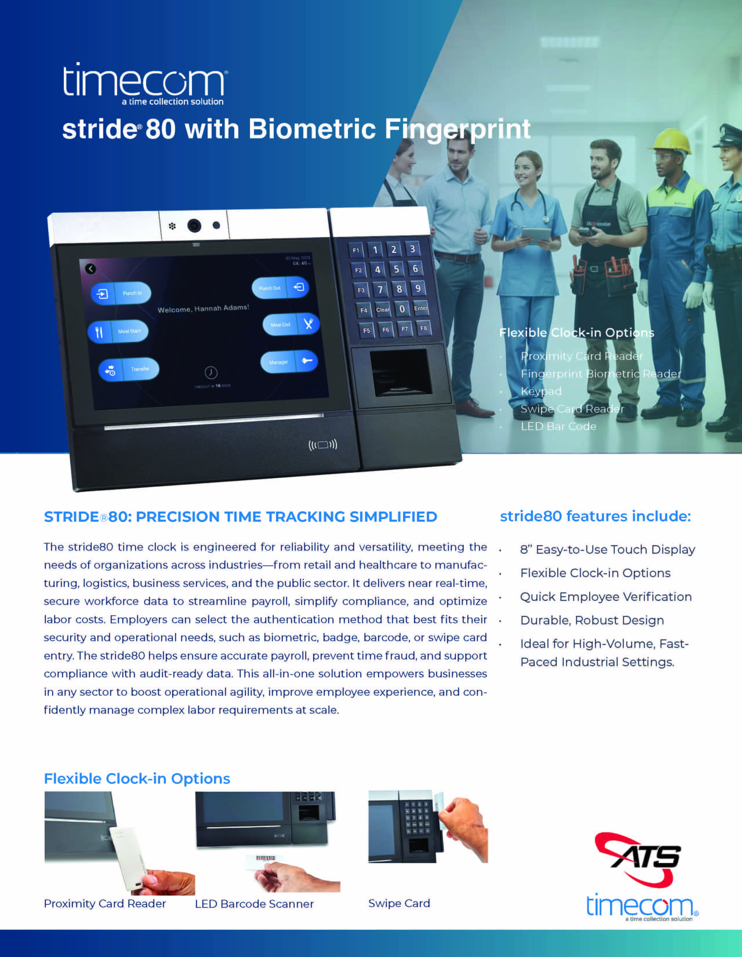 Finger Print Biometric Time Clock for legion workforce managemetn platform